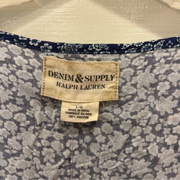 Ralph Lauren Denim & Supply Blue and White Floral Dress Flowy Women’s Large NWT - Picture 3 of 7
